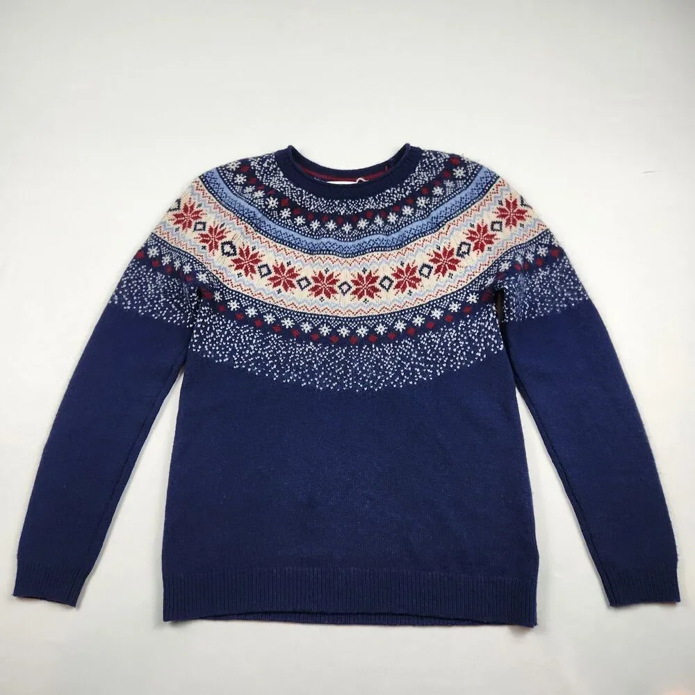 Tabitha Webb Fair Isle Lambswool Jumper Sweater Navy Yoke Womens S Vintage